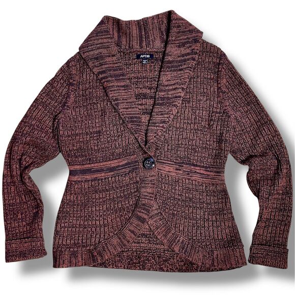 Petite Ribbed Shawl Collar Cardigan Sweater with Fitted Waist size SP Apt 9 - Picture 1 of 7